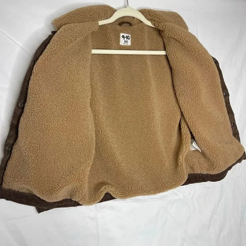Cotton On Jamie Jacket Brown Corduroy Sherpa Lined Unisex Little Boys Size 9/10